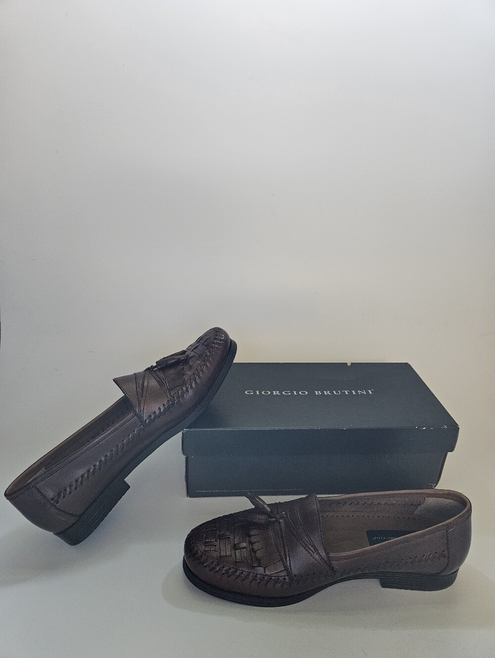 Giorgio Brutini Men’s Vegas Maroon Brown Tasseled Loafers Size 11.5M Brazil NEW